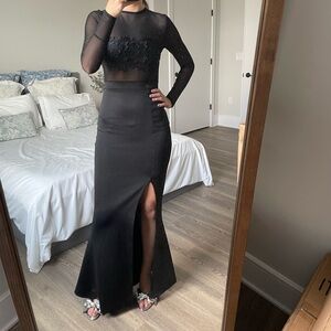 Black mesh top maxi dress - Boohoo Size 2